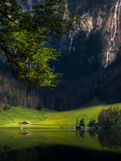 озеро, бавария, водопад, горы, pai shaka, лес