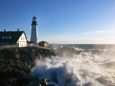 cape elizabeth, море, маяк, maine, united states