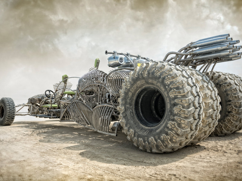 Пустыня, авто, каркас, колёса, Mad Max.