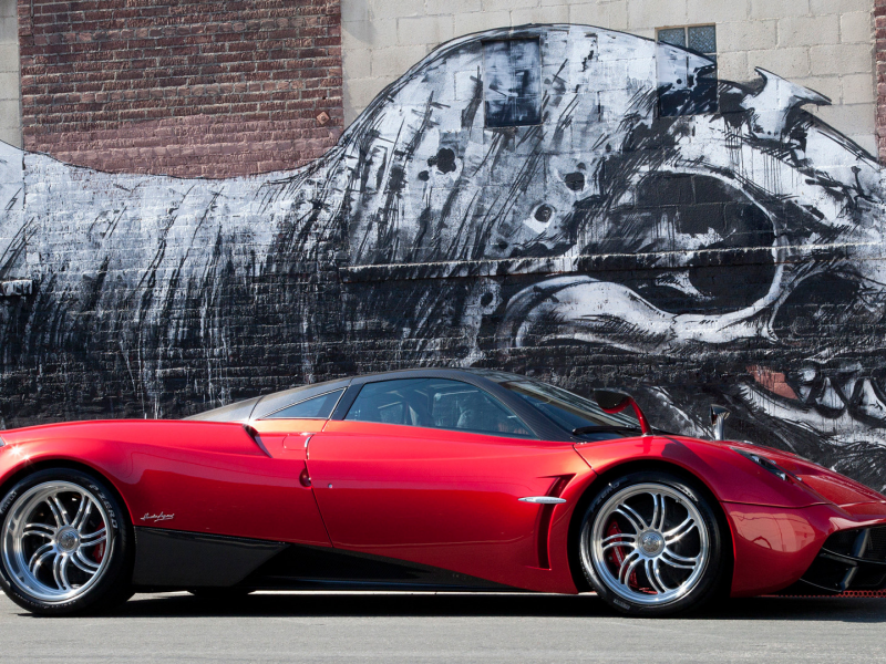 авто, pagani-huayra, стена, графити