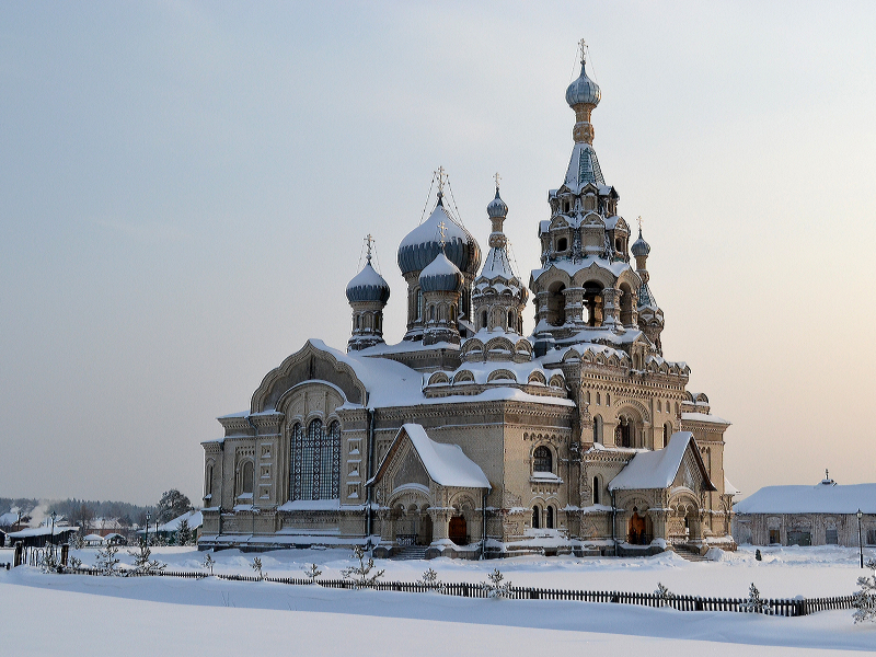 Зима, церковь, храм, Россия, Ярославская область.