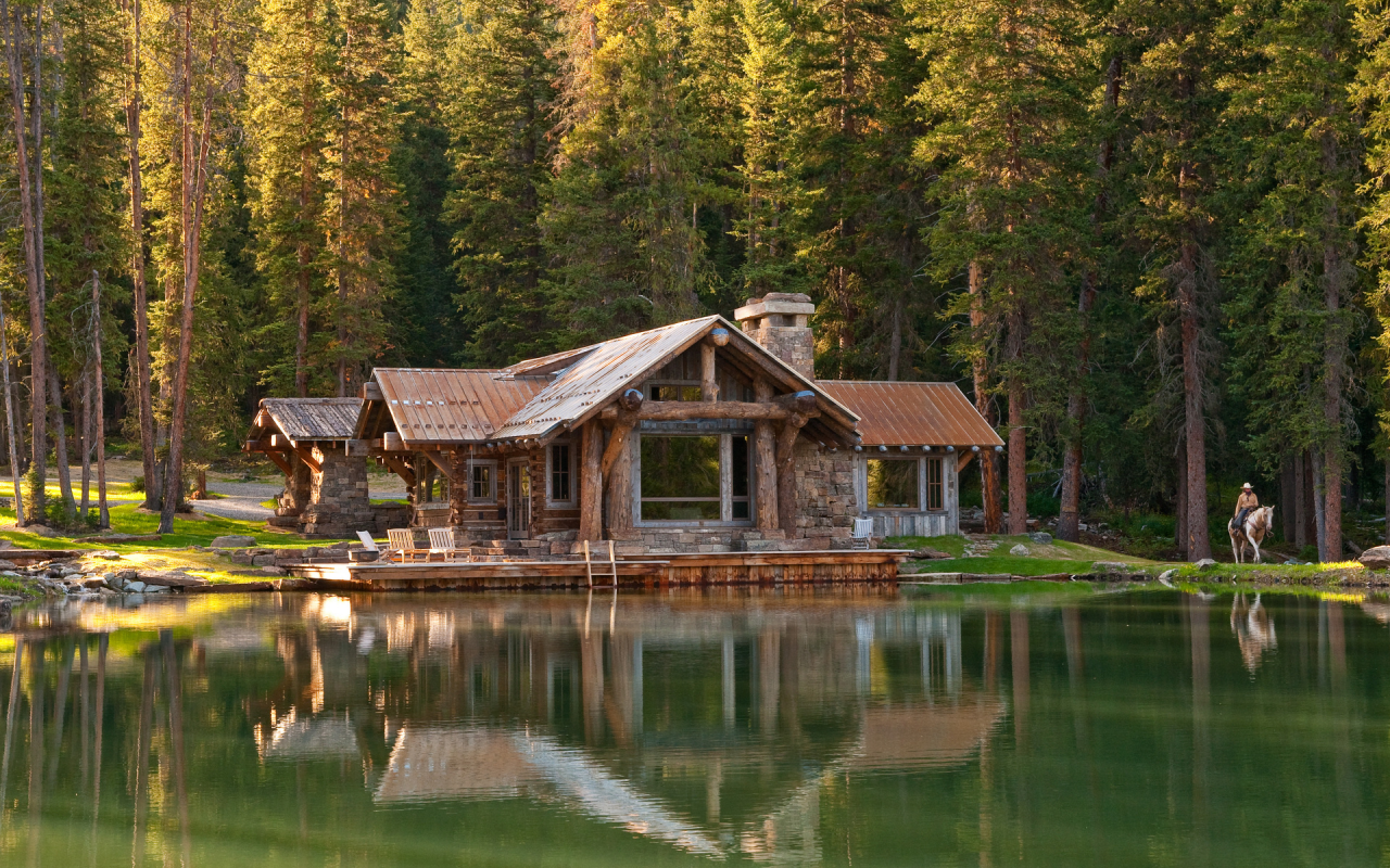 природа, озеро, дом, отдых, красиво