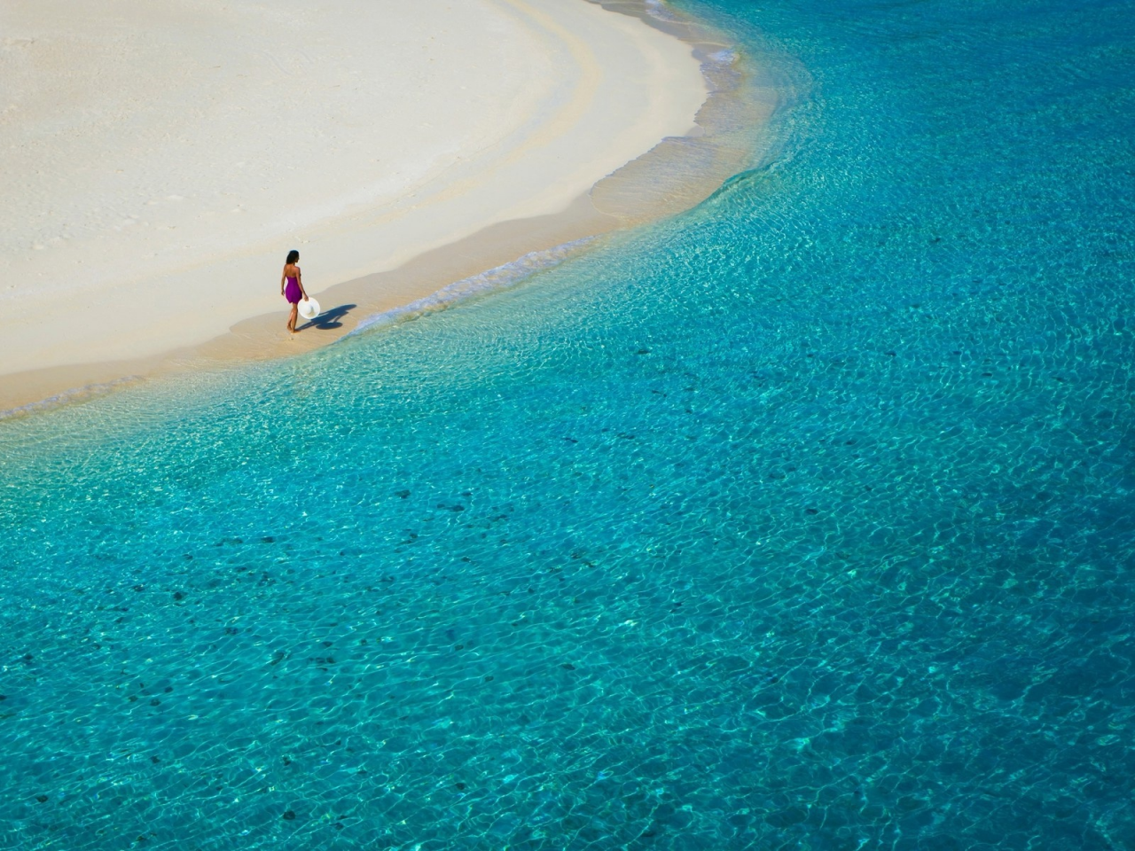 Sun, Beach, Sea, Girl, Walking