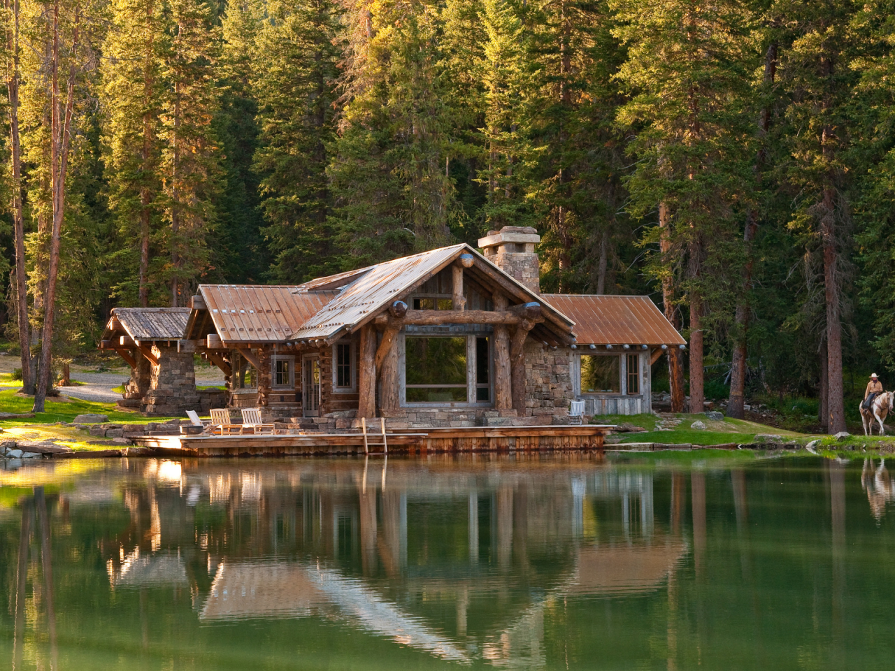 природа, озеро, дом, отдых, красиво