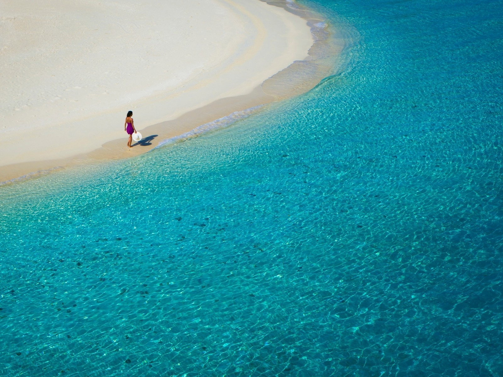 Sun, Beach, Sea, Girl, Walking