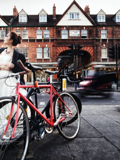 девушка, велосипеды, город