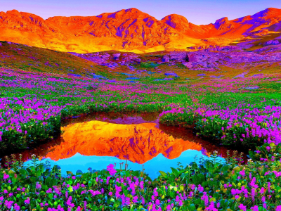 горы, цветы, красиво