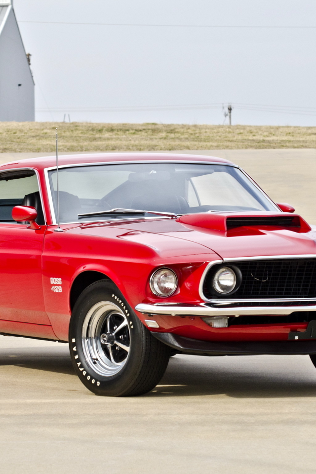 muscle car, boss, mustang, мустанг, 1969, red, ford, мускул кар, форд, 429