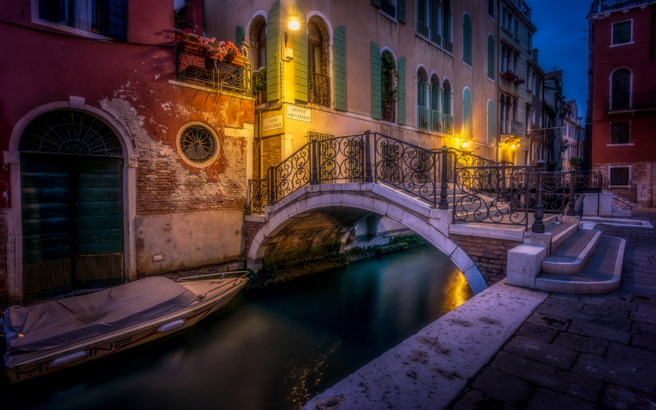 ночь, огни, Венеция