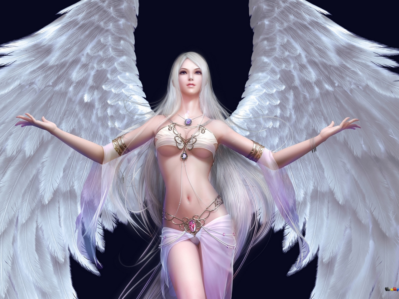 Ангел, грудь, сиськи, трусики, крылья, наряд, блондинка