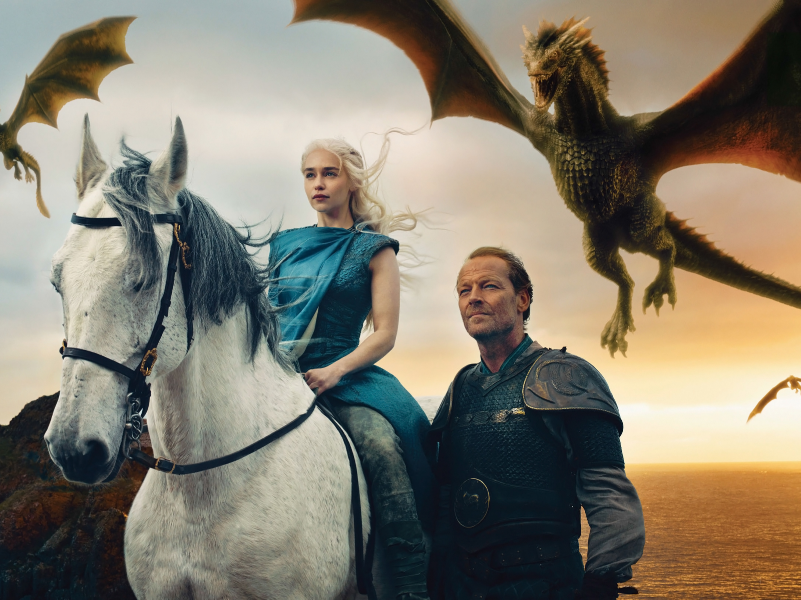 emilia clarke, драконы, game of thrones, iain glen, jorah mormont, daenerys targaryen