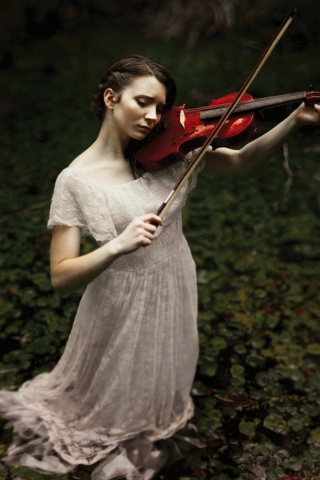девушка, музыка, скрипка