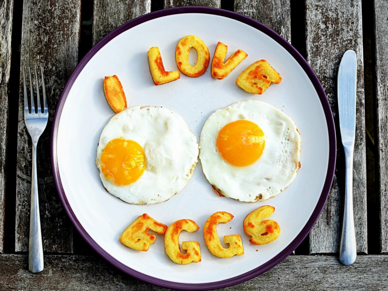надпись, вилка, eggs, яйца, обои, нож, яичница, еда