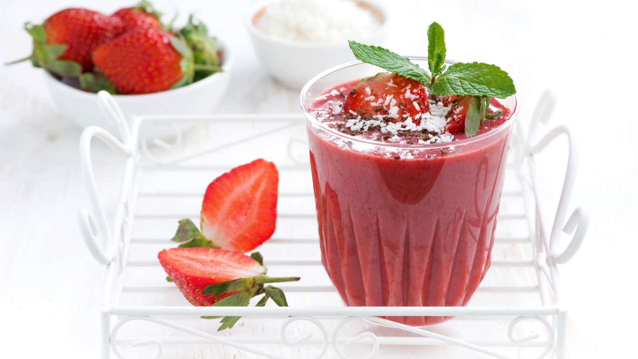 strawberry, cocktail, smoothie, коктейль, напиток, клубника