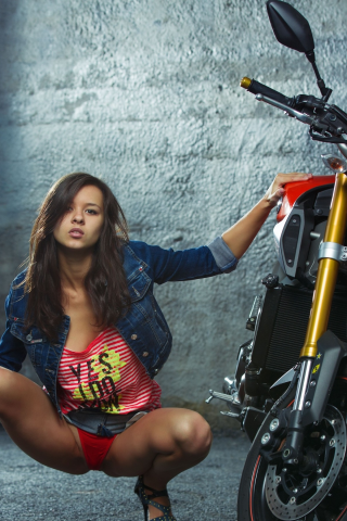 Audrey, Yamaha, мотоцикл, поза, ноги