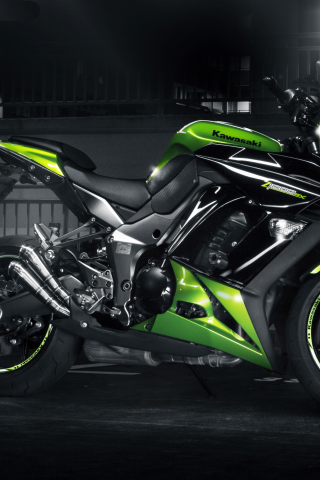 спортивный мотоцикл, green, kawasaki, z 1000 sx, profile