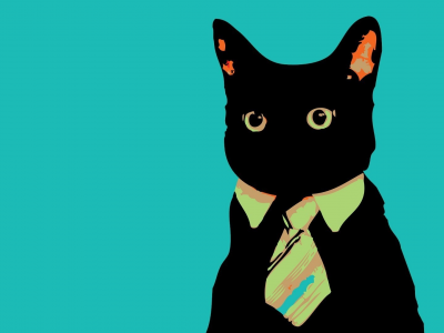 галстук, кот, смотрит, минимализм