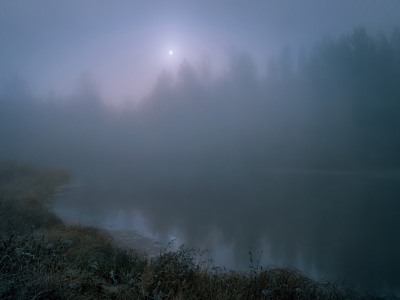 туман, река, осень