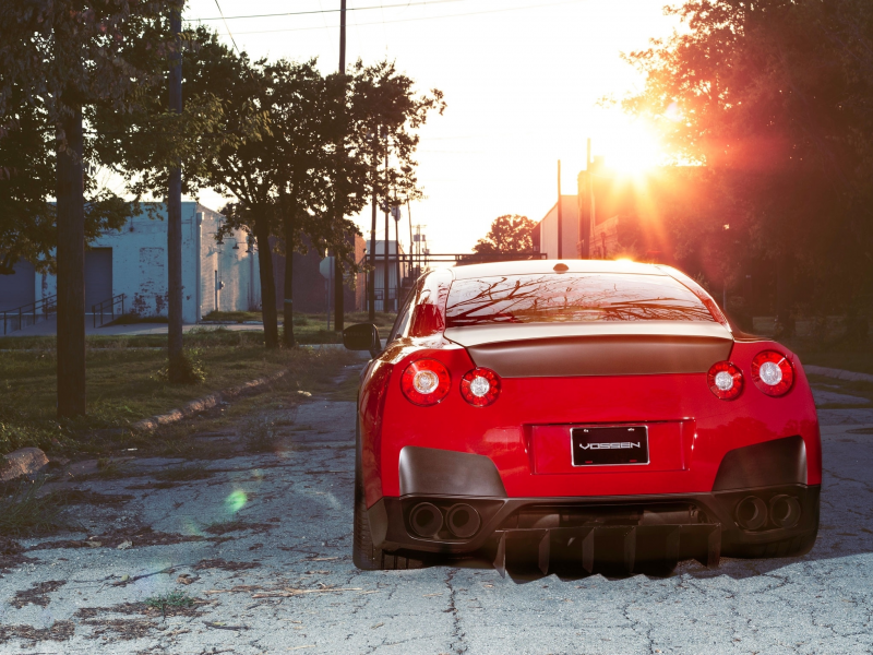 ниссан, сзади, красный, r35, street, nissan, red, gtr, гтр, вид