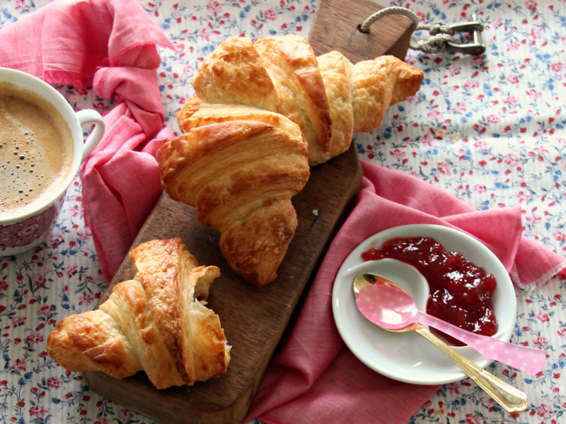 breakfast, сладкое, кофе, еда, чашка, круассан, завтрак