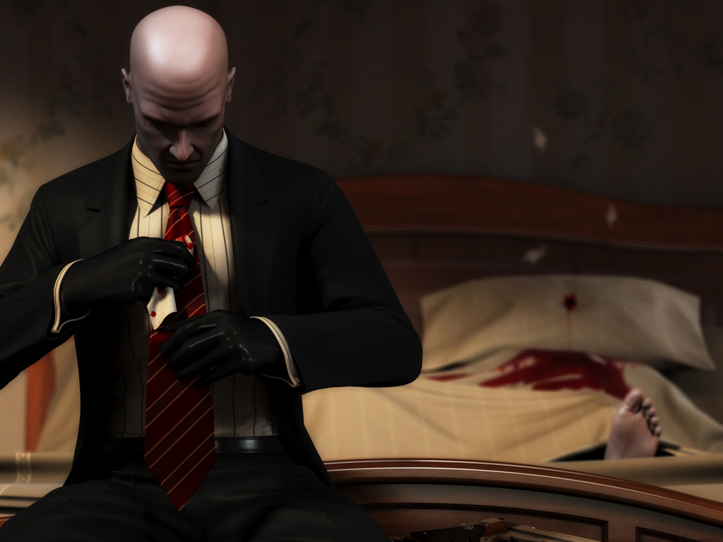 Хитман, кровь, галстук, убийство.