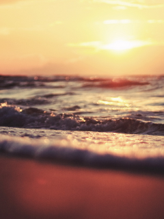 Море, закат, солнце, вода, волны.