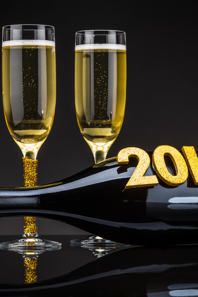 шампанское, с новым годом, 2016, бокалы, поздравление