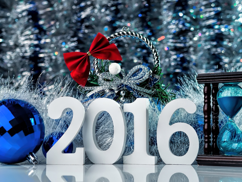 2016, новый год, праздник, открытка, часы, новый, год, шар, елка