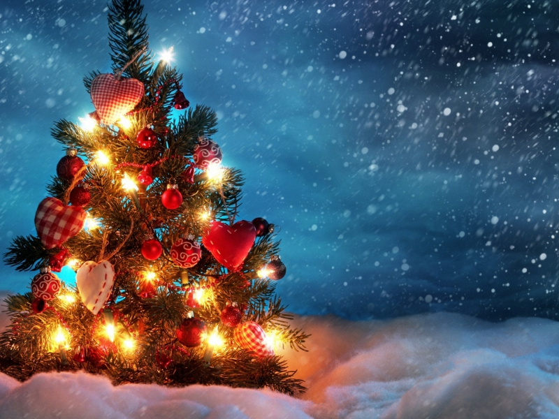 рождество, елка, праздник, новый год, игрушки, снег, зима