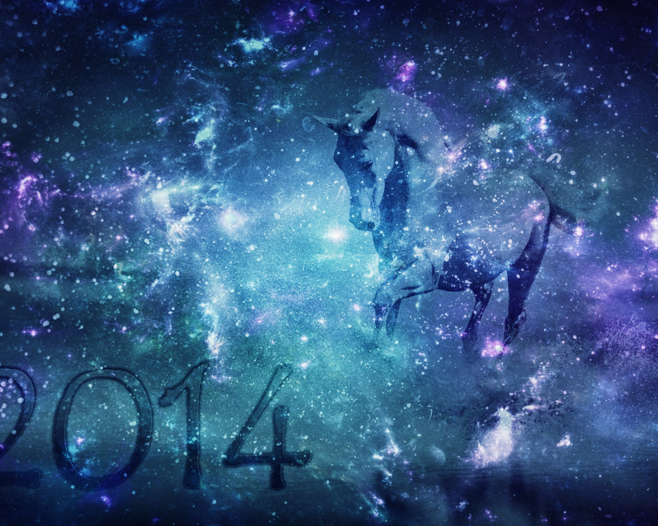 new year, horse, космос, новый год, лошадь, space