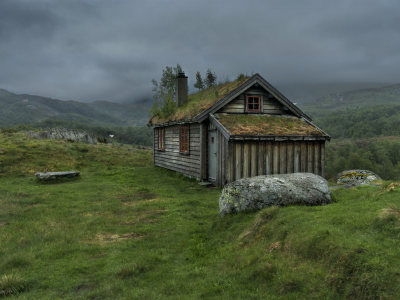 горы, rogaland, дом, gullingen, лето, тучи, norway