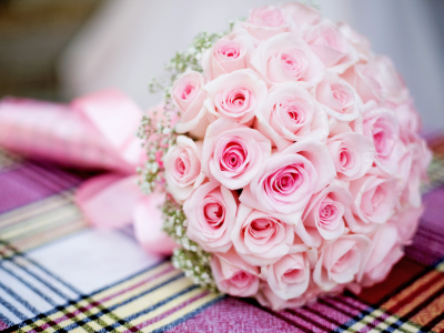свадьба, букет, розовый, розы