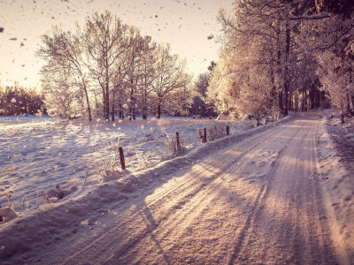 зима, дорога, снег