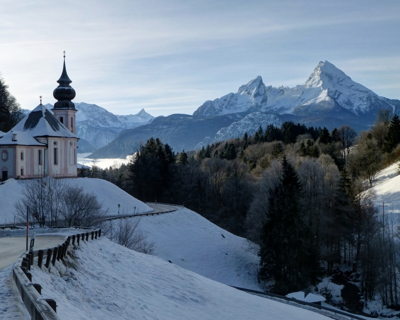 maria gern church, bavarian alps, berchtesgaden, bavaria, germany, mount watzmann