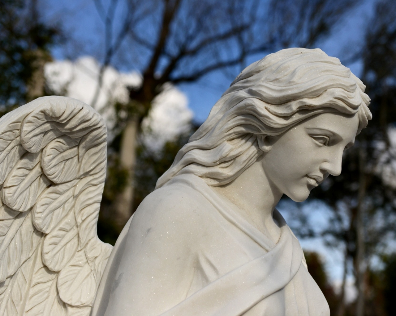 ангел, статуя, крылья, скульптура