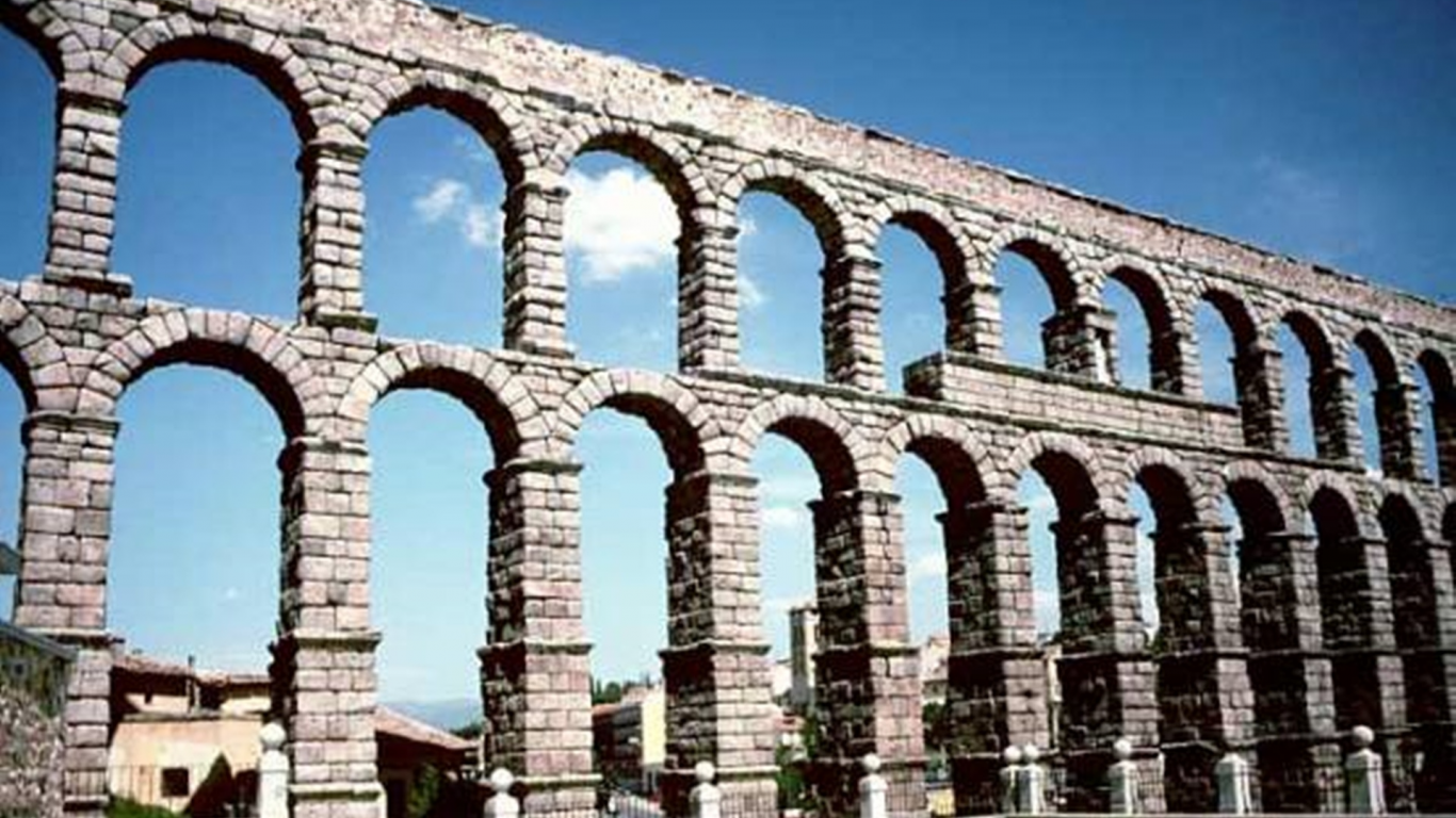 древнее, строение, акведук в сеговии