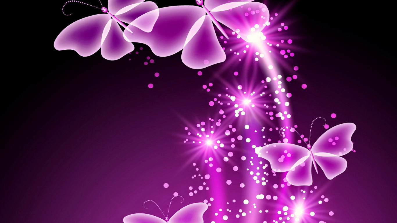 butterflies, неоновые, бабочки, neon, abstract, purple, sparkle, glow