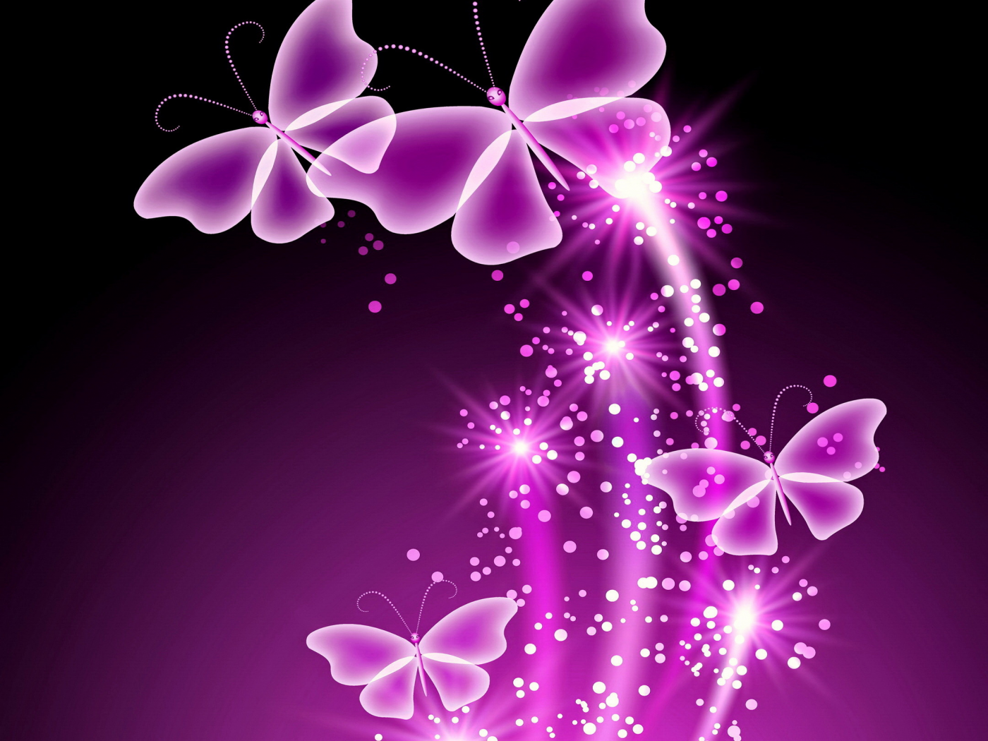 butterflies, неоновые, бабочки, neon, abstract, purple, sparkle, glow