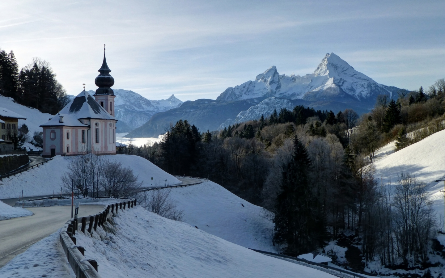 maria gern church, bavarian alps, berchtesgaden, bavaria, germany, mount watzmann