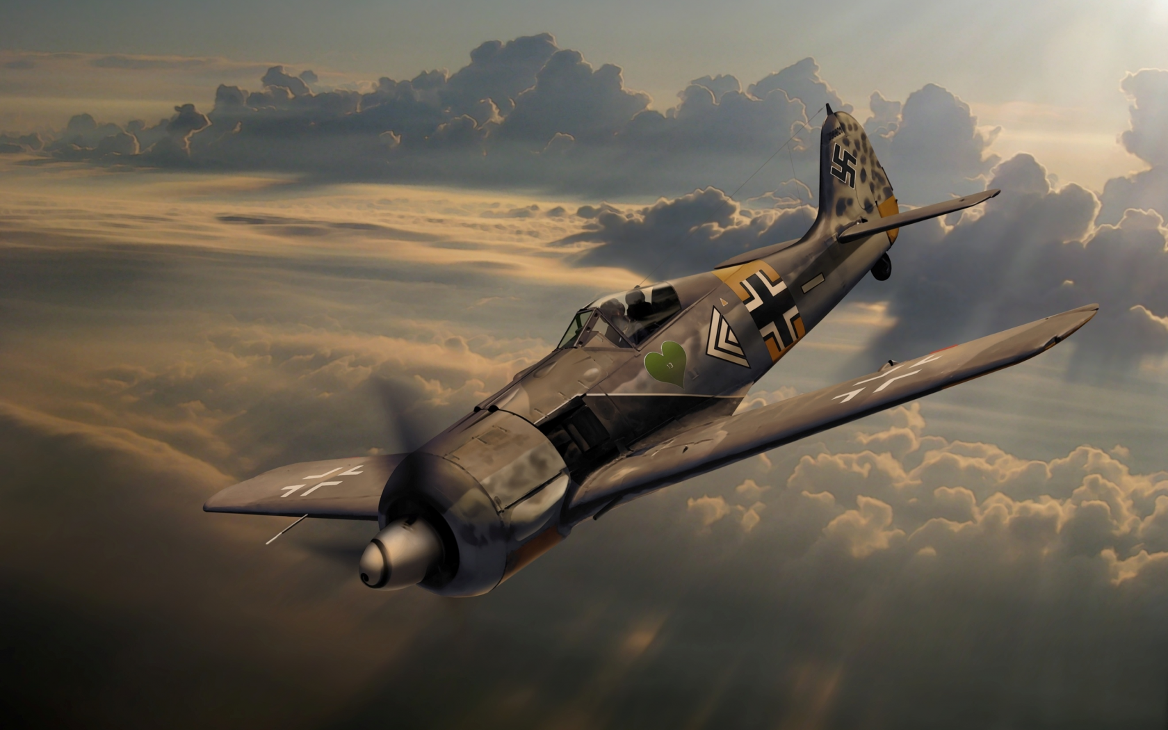 fw 190, фокке-вульф, немецкий, арт, истребитель, небо