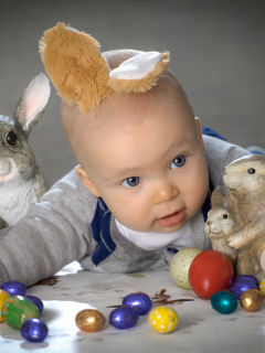 кролики, пасхальные яйца, пасха, ребёнок, зайцы, happy easter