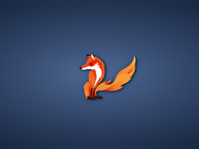fox, firefox, лиса, минимализм, синий фон