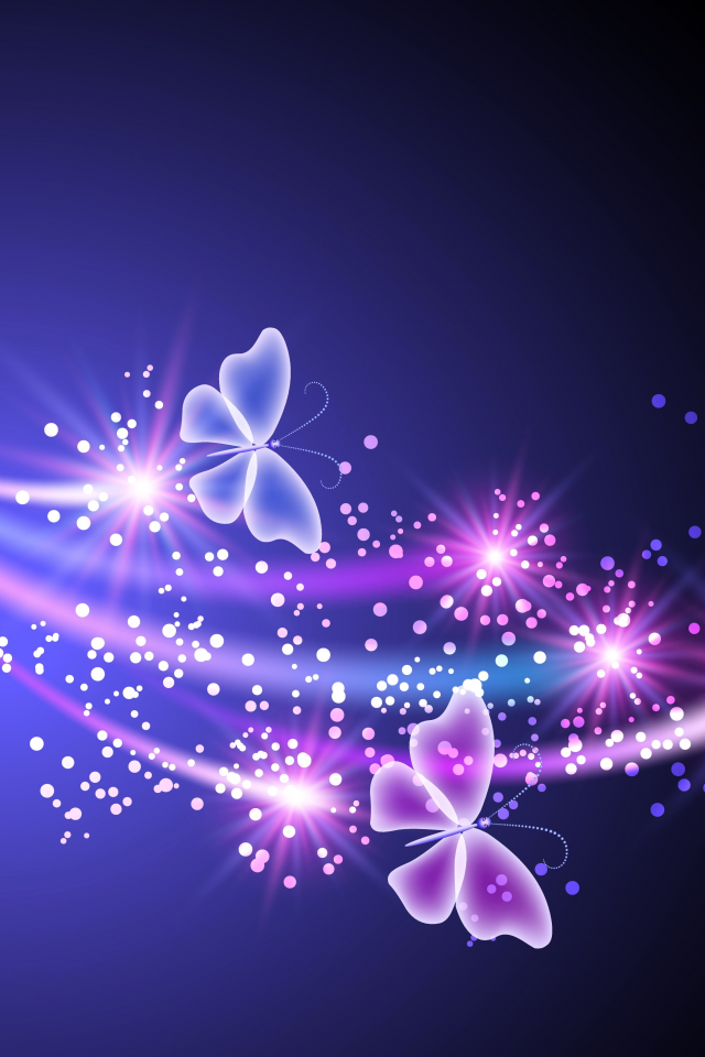 butterflies, бабочки, blue, abstract, pink, неоновые, sparkle, glow, neon