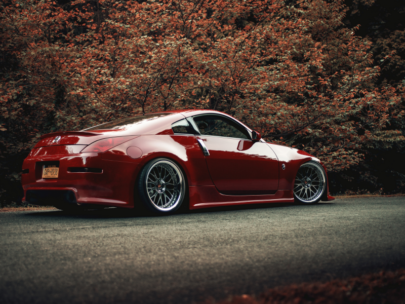 stance, ниссан, red, дорога, красный, обвес, nissan, 350z