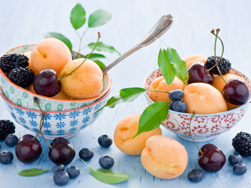 голубика, фрукты, черника, вишня, абрикосы, ежевика