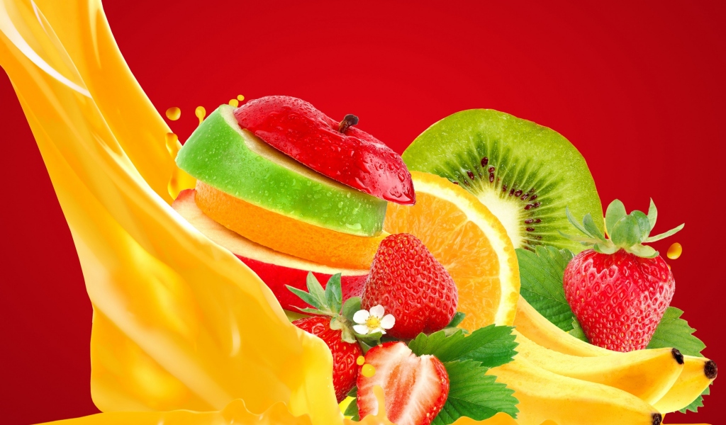 фрукты, ягоды, сок, фон