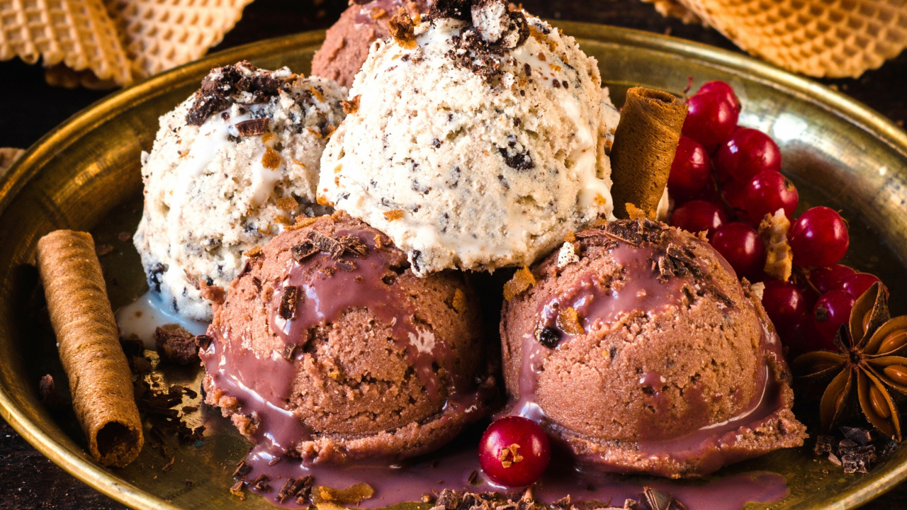 мороженое, сливочное, шоколадное, корица, десерт