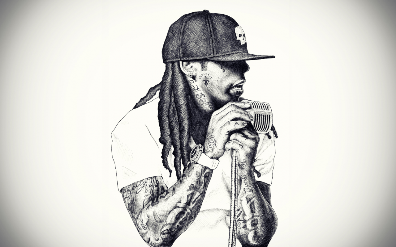 реп, rap, lil wayne, дреды, бейсболка, микрофон, певец