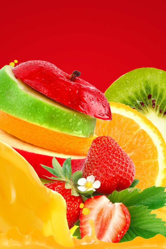 фрукты, ягоды, сок, фон