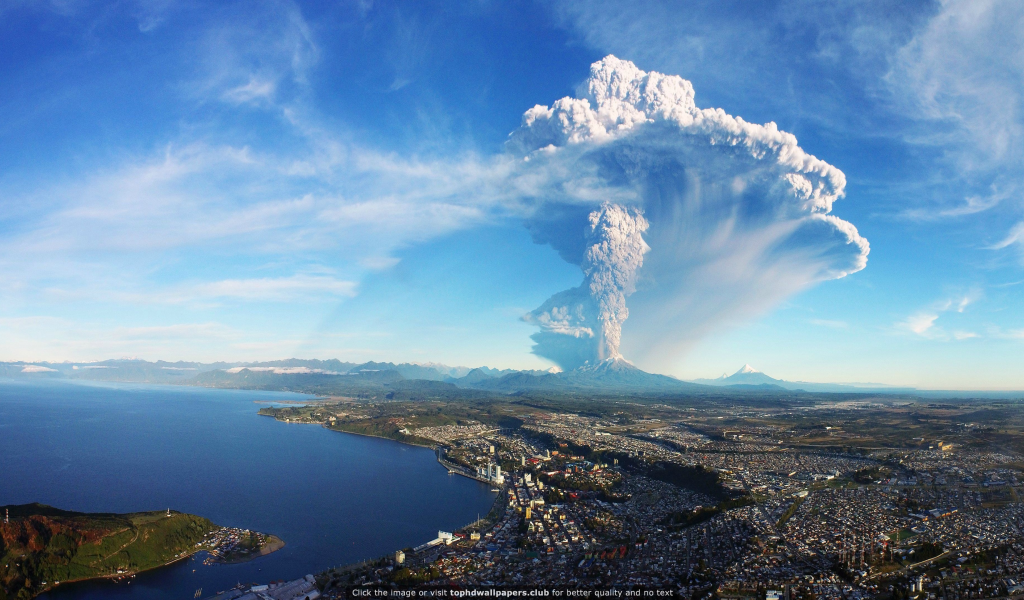 calbuco, volcano, day, sun, summer, see, sea, jcean, ocean, up, sky, wallpaper